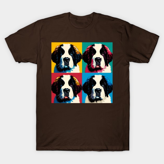Pop Retro Saint Bernard Puppy Art Painting - Cute Puppy T-Shirt by PawPopArt